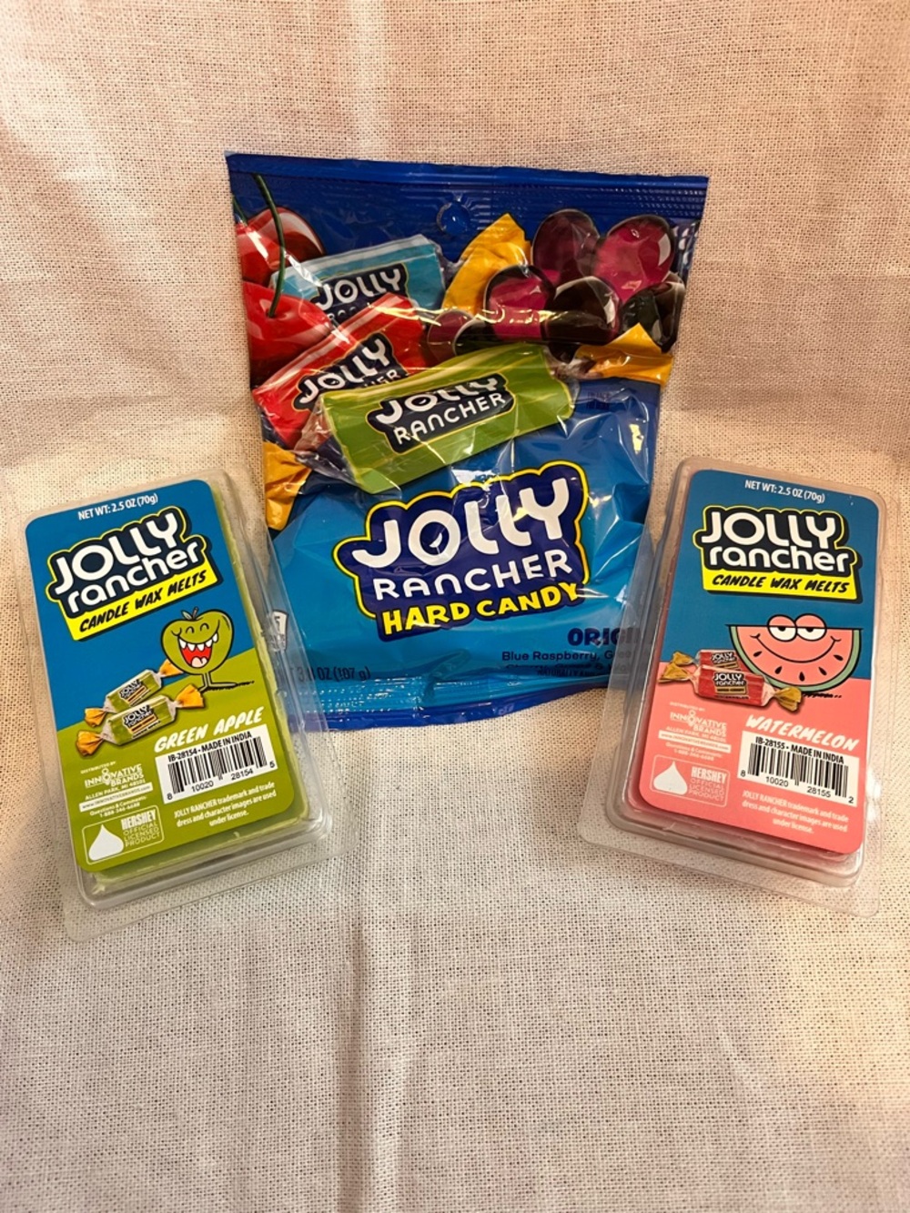 Jolly Rancher Green Apple & Watermelon Candle Wax Melts and Candy bundle